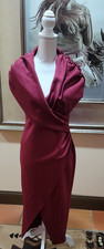 ASOS Cocktail Midi Dress US size 8 Wine Sleeveless Ruched Ruffle Split Skirt