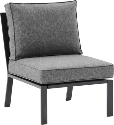 Clark Armless Outdoor Sectional Chair with Charcoal Cushions - Matte Black