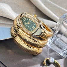 Women Watch Stainless Steel Strap Bracelet Snake Shape Analog Quartz WristWatch