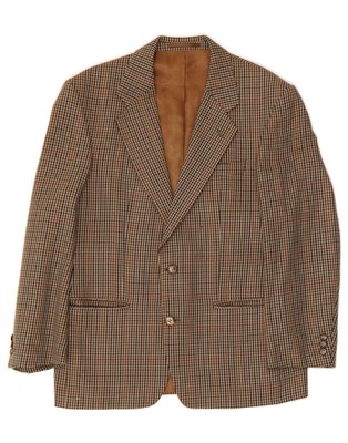 ST MICHAEL Herren 2 Knopf Blazer Sakko UK 38 mittelbraun kariert Wolle AZ09