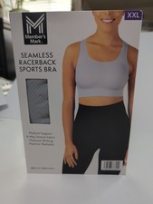 Member's Mark Women's Seamless Racerback Medium Support Sports Bra Gray Sz XXL