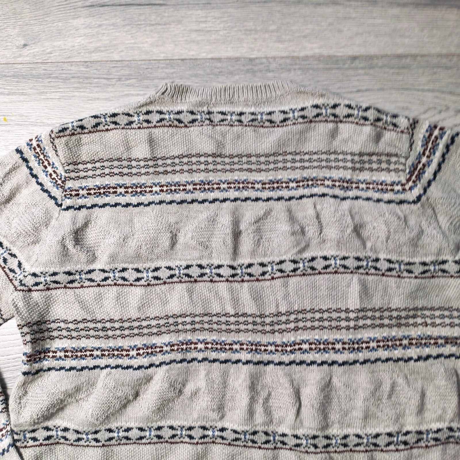 Springfield Crew Neck Jumper Men's Size Large Grey Fair Isle Great Condition image 8
