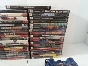 Sony PlayStation 2 (PS2) SLIM Console  39 Games 2 Controllers LOT - Tested ✅