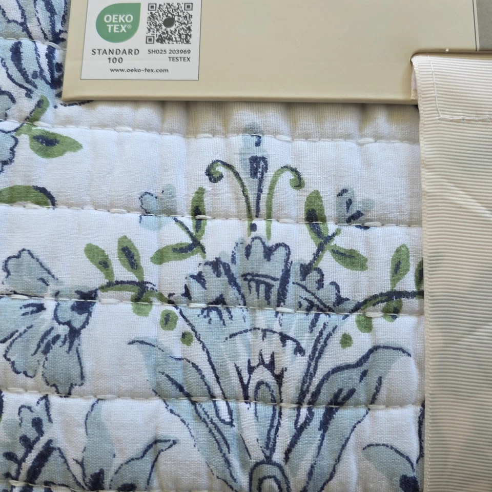 Edredón medallón de algodón Rachel Zoe Full Queen reversible azul NUEVO Foto 4 de 4