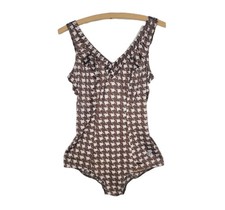 Vintage 1970s One Piece Swimsuit S M Bathing Suit Pinup V Neck Full Coverage