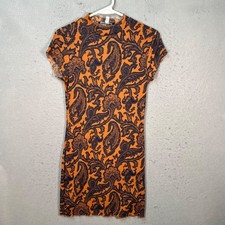 Urban Outfitters Medium Orange & Blue Paisley Print Bodycon Mini Dress