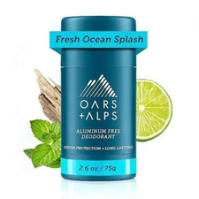 OARS + ALPS Mens Roll-On Natural Deodorant Fresh Ocean Splash Aluminum-Free 2.6o