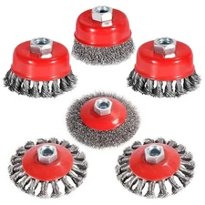 4 1/2" Angle Grinder Wire Wheel Set - 6 Packs, 4&3 Inch Brush Cup, Heavy&Light D