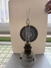 Antike Petroleumlampe/Öllampe, Kosmos Brenner um 1900 mit Reflektor, Glaslampe