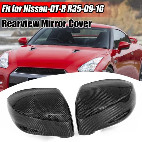 Real Carbon Fiber Mirror Cover Cap Add-on For Nissan GT-R R35 2009-2016 2015