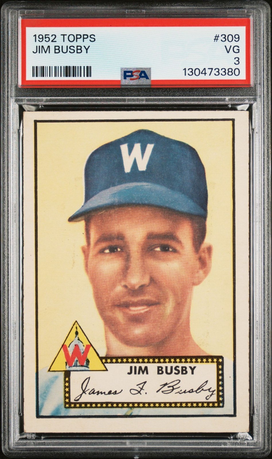 1952 Topps #309 Jim Busby Washington Senators PSA 3