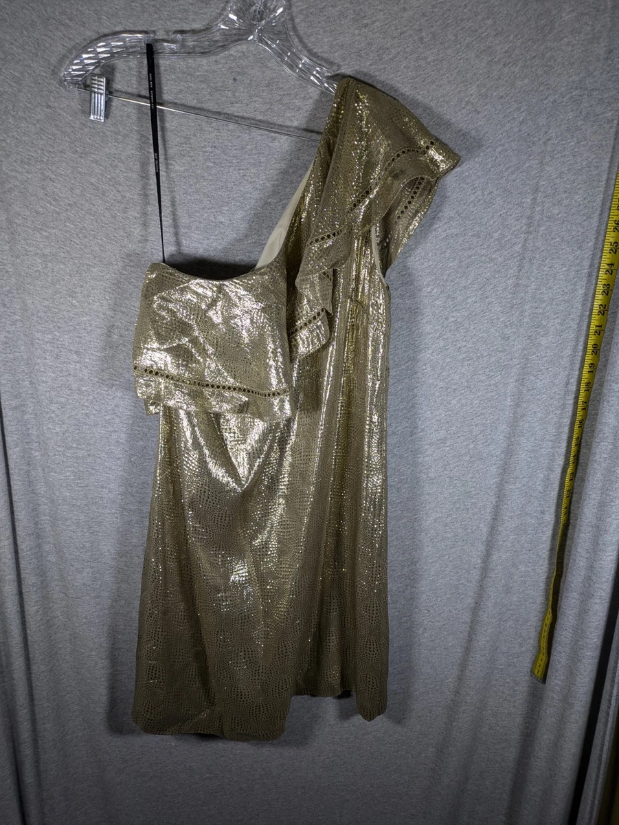 slim fit dress slacks Size M Express Rachel Zoe Gold Mother of Bride Dress – Bridal Sense main image 1