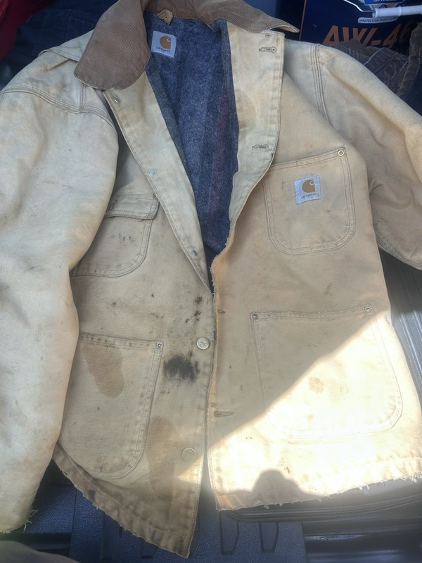 Carhartt Men's Unisex Canvas Work Jacket Beige Brown Durable Style