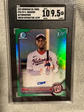 2022 Cristhian Vaquero Bowman Chrome Auto Green Refractor /99 SGC 9.5/10