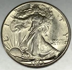 1945 D Walking Liberty Silver Half Dollar- UNC Condition - FREE SHIPPING - 1969