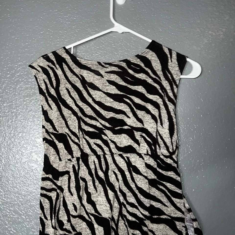 Camiseta túnica sin mangas con estampado de cebra para mujer mediana elástica informal sin mangas M Foto 2 de 4