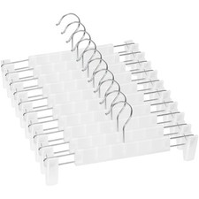 Pack of 10 Clothes Hangers with Strong Non-Slip Adjustable Clips Hooks, Space...