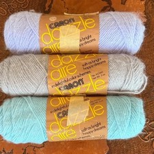 3 Skeins Caron Dazzle Aire Yarn - Lilac, Silver, Blue - 3 0z Skeins