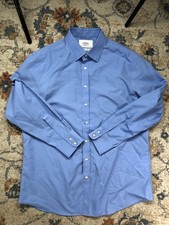 Charles Tyrwhitt Dress Shirt Mens Large Blue Solid Long Sleeve Button Front