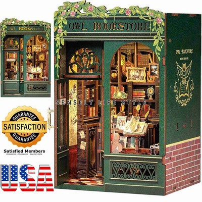 3D Book Nook Kit Book Store DIY Miniature House Kit Booknooks Kit for Adults LED