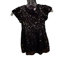Cat  Jack Black Sequin Dress XS 4/5 Girls Short Sleeve Party Outfit