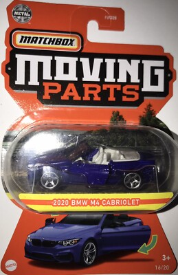 MATCHBOX MOVING PARTS 2020 BLUE BMW M4 CABRIOLET CONVERTIBLE New