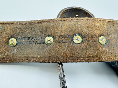 VINTAGE Native American Leather & Silver Brass CONCHO Belt VINTAGE Native American Leather & Silver Brass CONCHO Belt