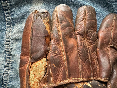 Rare USN 1930s 1940s WWII Era Leather Baseball Glove Mitt US Navy Wilson? VTG - Picture 6 of 10