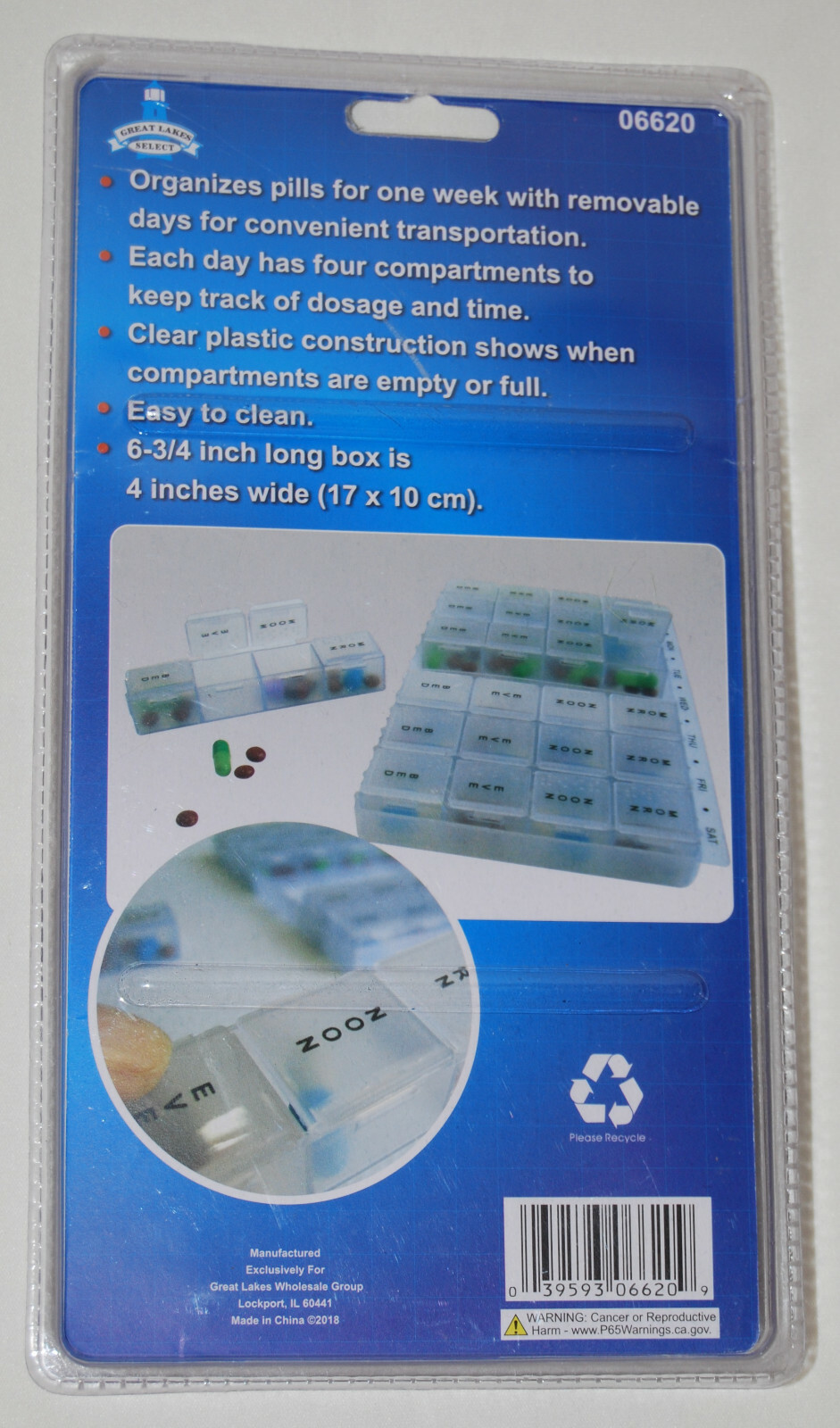 New Great Lakes Select Health Care Solutions Clear Large 7 Day Pill Box