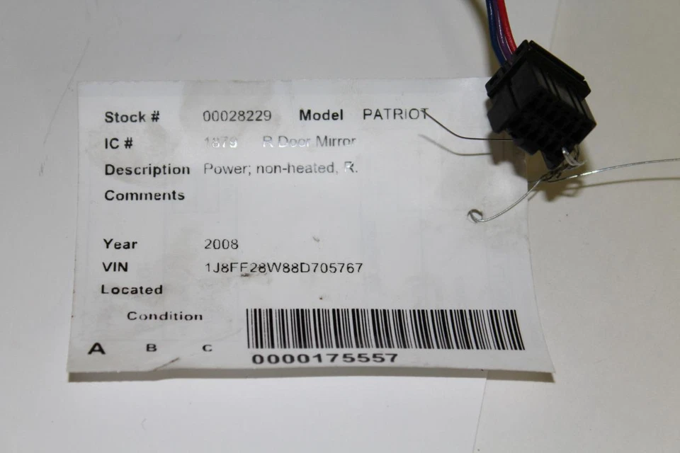 Espejo retrovisor puerta derecha pasajero Jeep Patriot 2007-2012 28229 negro  Foto 4 de 4