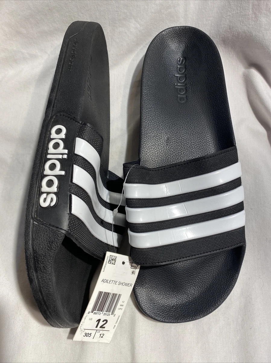 Adidas Mens Adilette Shower Sandals black and white Slides Size 12 47