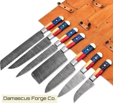 Custom Handmade Elite Kitchen Knife Collection with Luxury Leather Storage Roll