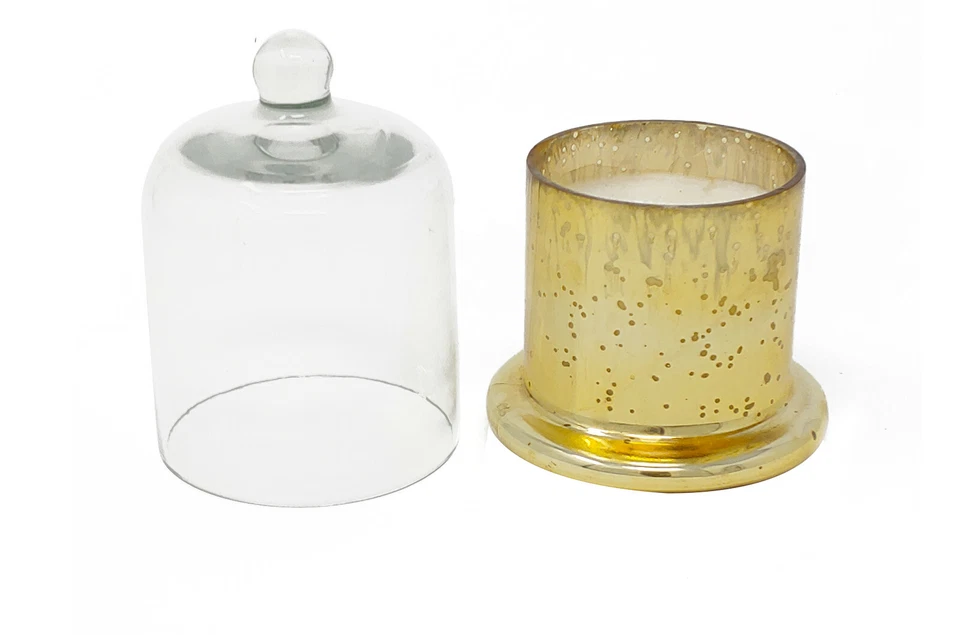 Vela de luz de té roja/dorada Cloche campana de vidrio tarro perfumado cera de parafina decoración de mesa Foto 4 de 4