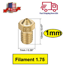 1mm 3D Printer Nozzle, Fit for V6 Extruder Head, for 1.75mm Filament Brass 
