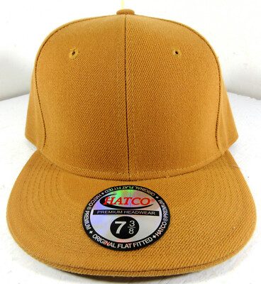 Tan Hatco Premium Original Flat Fitted Baseball Cap Hat Acrylic Duck Cloth 7 3/8