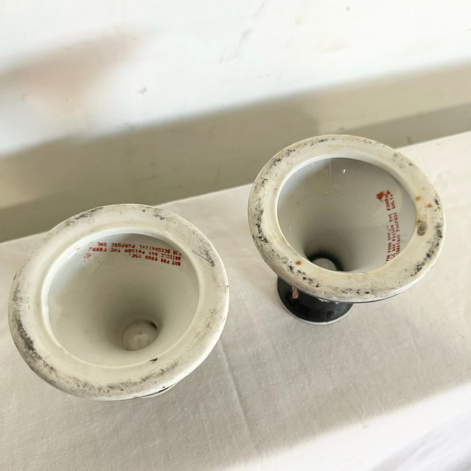 Candelabros chinos pintados y grabados a mano negros y rosas Foto 4 de 4