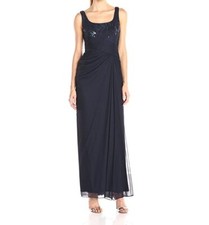 Adrianna Papell Embroidered Sequin Floral Bodice Dress with Tulle Skirt Size 2