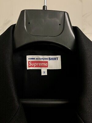 SUPREME COMME DES GARCONS Shirt Wool Overcoat (M) Split Box Logo CDG NEW