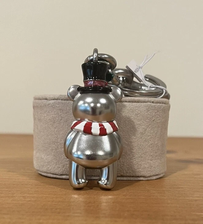 Coach Tono Plateado MUÑECO DE NIEVE OSO Sombrero Bufanda Llavero Llavero Bolso de Mano Dije CN572 Foto 3 de 4