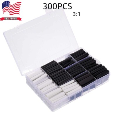 Heat Shrink 300pcs Tubing Kit 3:1 Heat Shrink Tube for Electrical Cable Wire