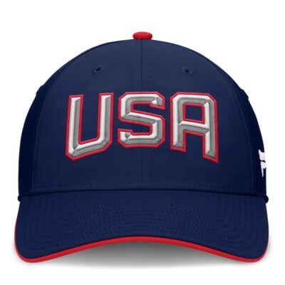 USA 4 NATIONS FACE-OFF NAVY STRETCH FIT HAT LARGE / XL