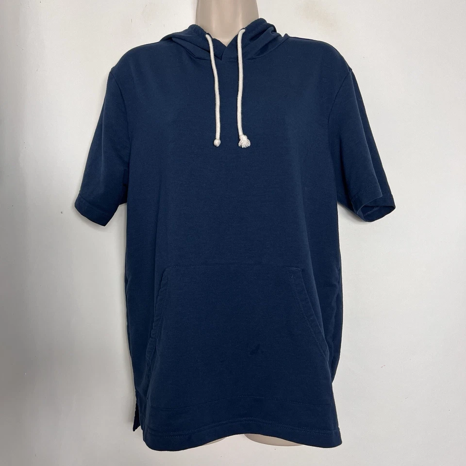 Женская футболка с капюшоном Athletic Works средний размер короткий рукав легкая эластичная синяя - Изображение 2 из 4