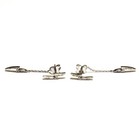 925 Sterling Silver .05ct round diamond lighting bolt dangle earrings 1.9g  — photo 1