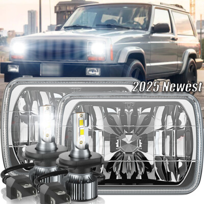 2x 70W 5x7'' 7x6'' LED Headlight Hi-Lo Beam Projector For Jeep Cherokee XJ YJ