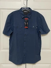 NWT Hi Tec size M blue short sleeve button up shirt mens