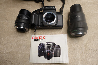 Pentax SF10 Film Camera With 2 Takumar Lenses (28-80mm, 70-200mm) NEEDS BATTERY