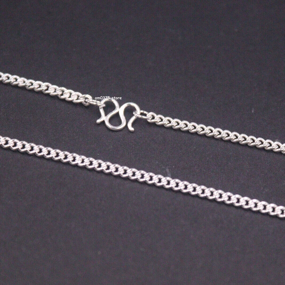 Cadena de plata fina pura 999 para mujer collar de eslabones lisos de 3,6 mm 16-28 pulgadas L Foto 3 de 4