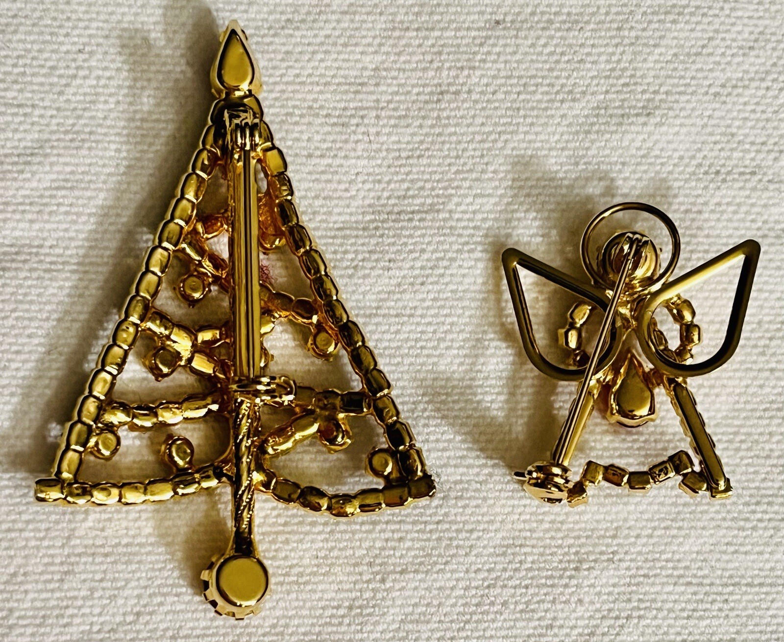 Lot of 2 Vintage Holiday Brooches Pins Rhinestones Christmas Tree & Angel eBay