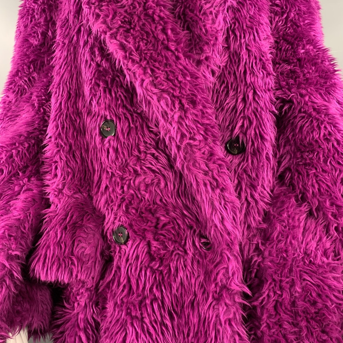 MSGM Size M Magenta Pink Modacrylic Blend Textured Faux Fur