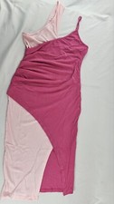 Women's One Shoulder Midi Dresses Cut Out Contrast Color Split Sz M